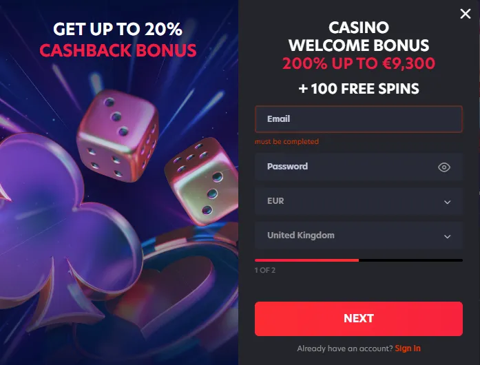 1red casino sports sign up