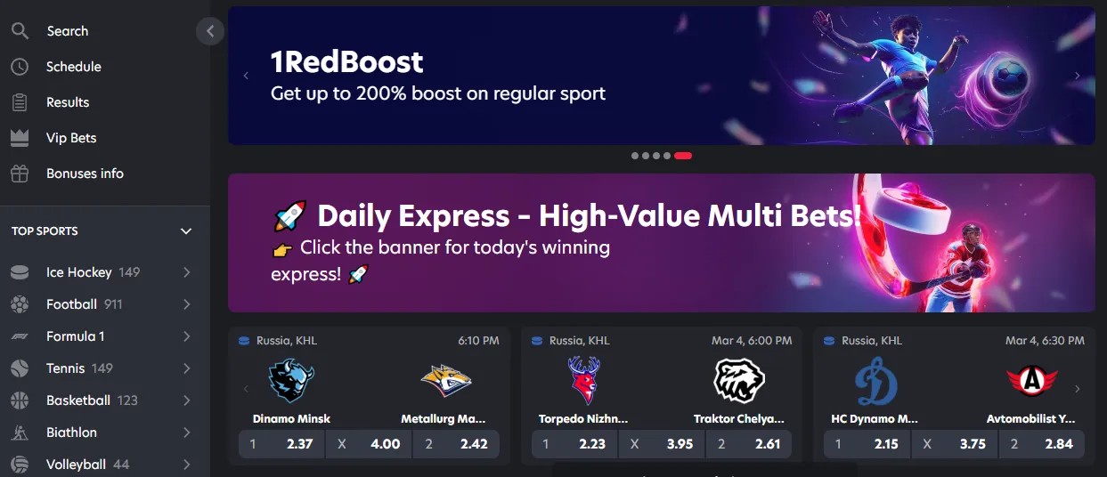 1red casino sports